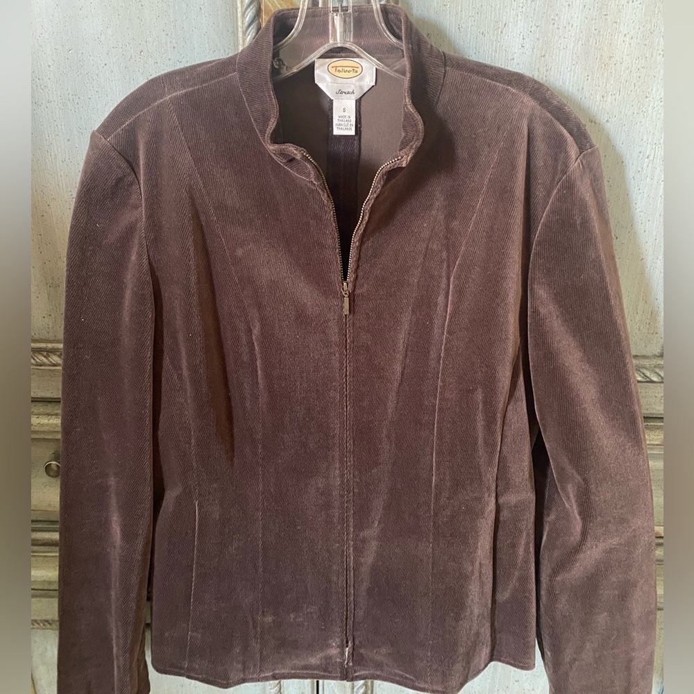 Talbots Rich Brown Cotton-suede Zip-up Jacket